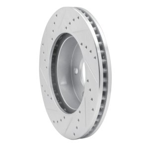 Jeep Liberty Brake Rotor (1) - Front Right - R1 Concepts - Drilled & Slotted - Silver - `02-`07